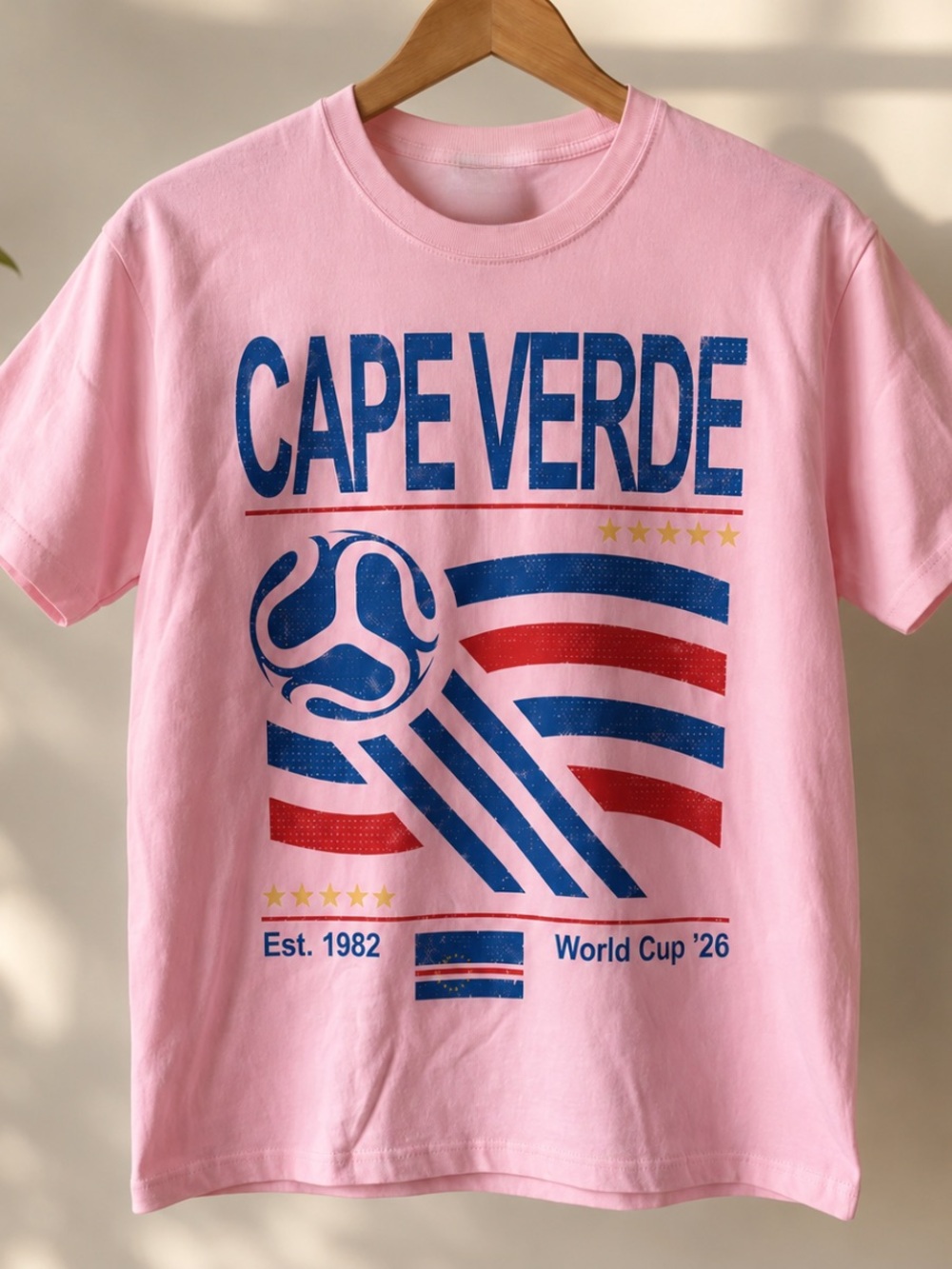 Vintage Cape Verde Soccer World T-SHIRT PINK